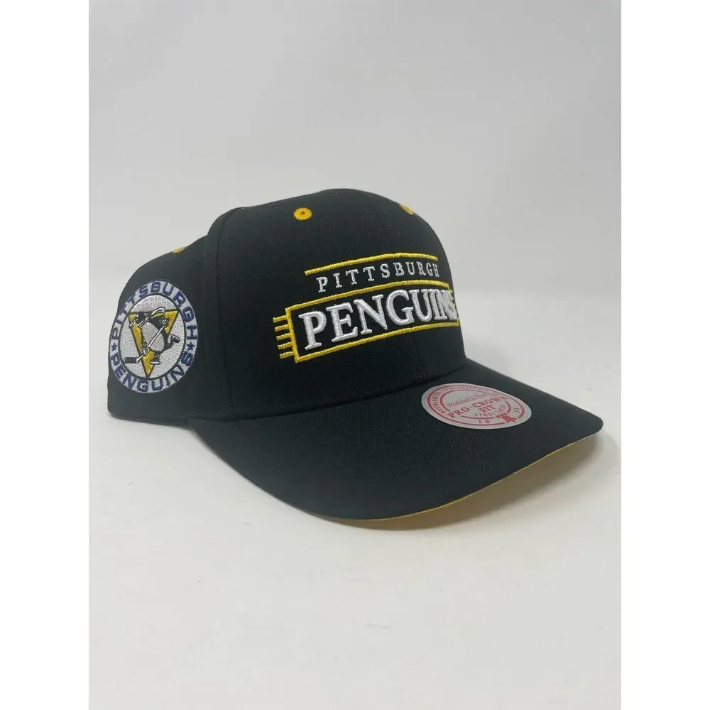 Pittsburgh Penguins Hat Mitchell & Ness Snapback‎ Adjustable Cap Side Patch NEW